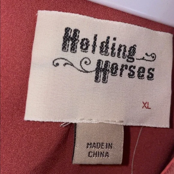 Anthropologie HOLDING HORSES Boho Dress in Rose size XL lace ruffles - Picture 5 of 11